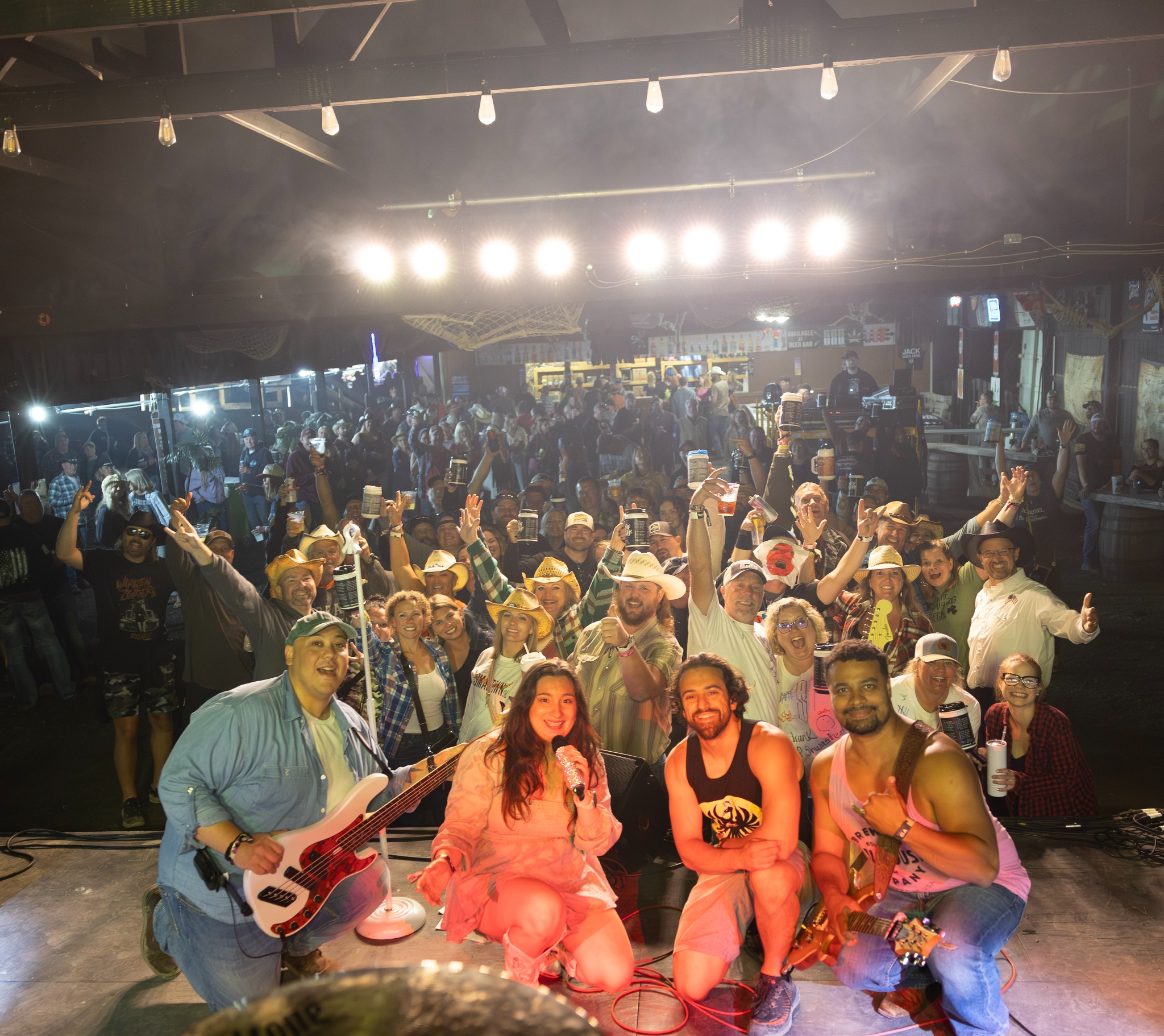 Andrew and band with a live audience after a show